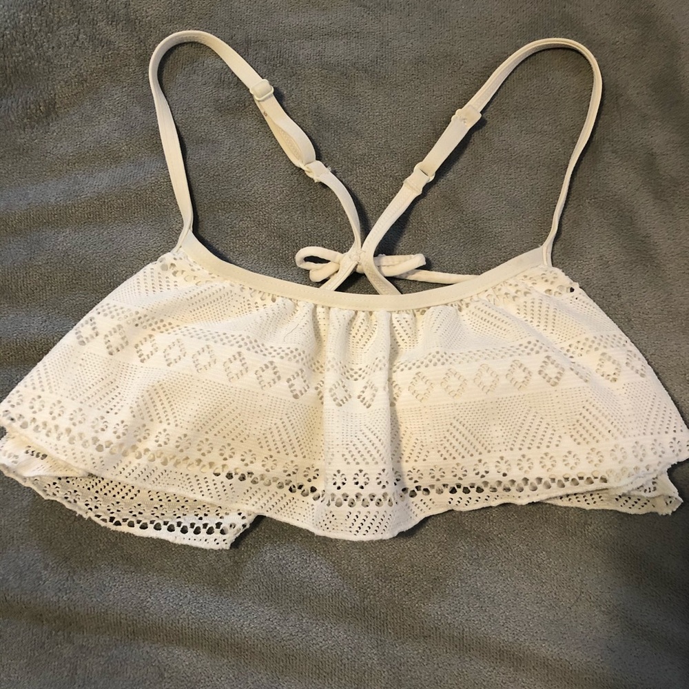 Roxy Ivory Flutter Crochet Flounce Bikini Top